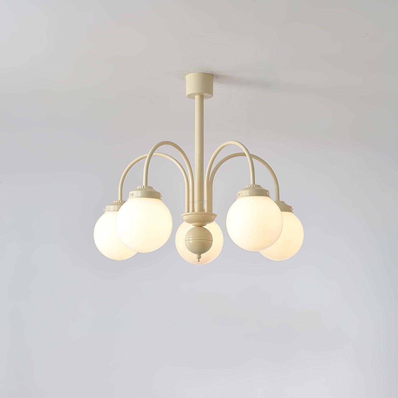 Cream Glass Sphere Chandelier with 4/5/6 heads-Sylvia Space