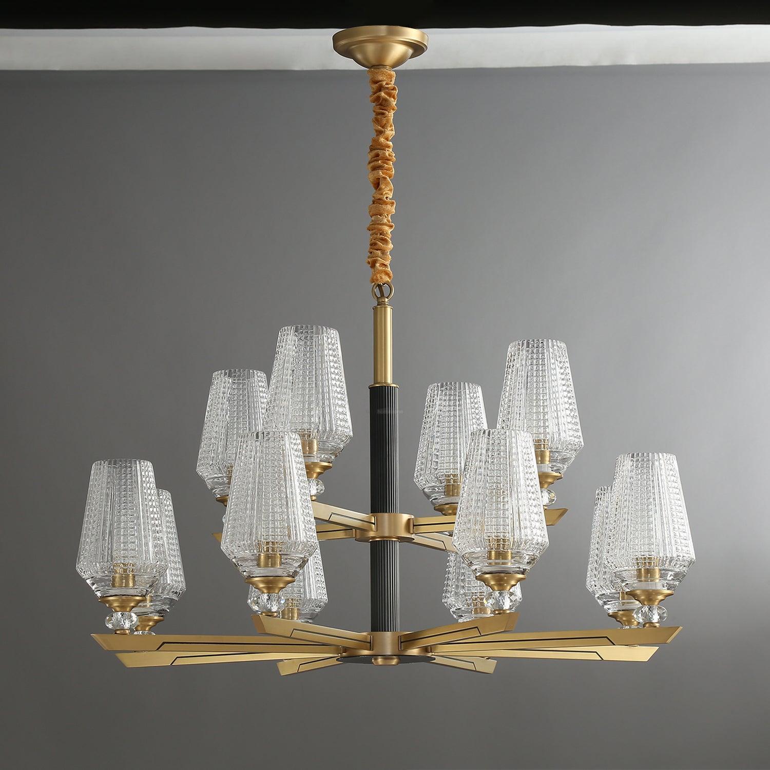 Orrefors Brass Chandelier Φ 25.2″-Sylvia Space