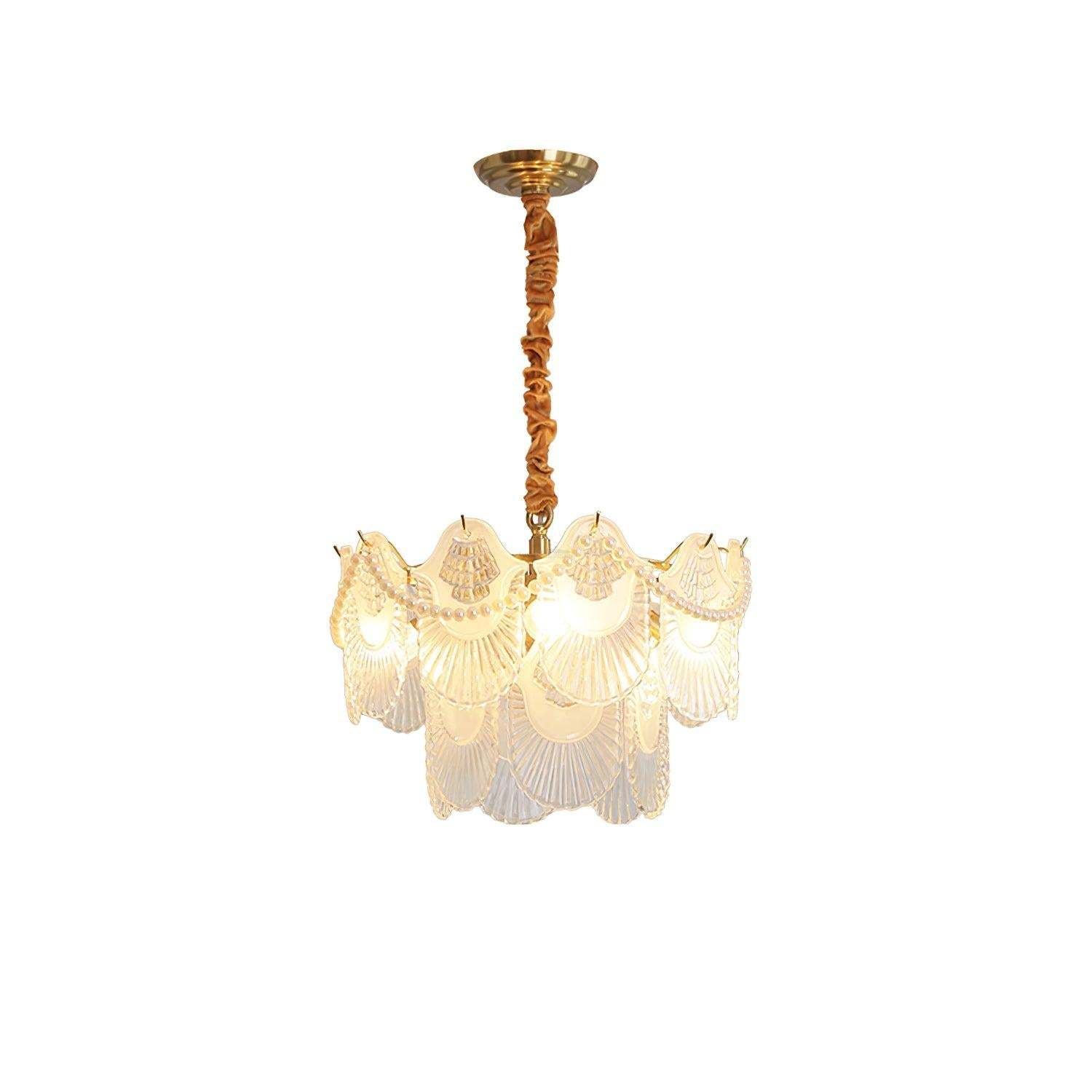 Pearl Glass Shell Round/Long canopy Chandelier-Sylvia Space