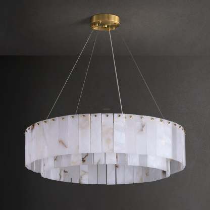 Rock Alabaster Chandelier ∅ 23.6″  ∅ 31.4''-Sylvia Space
