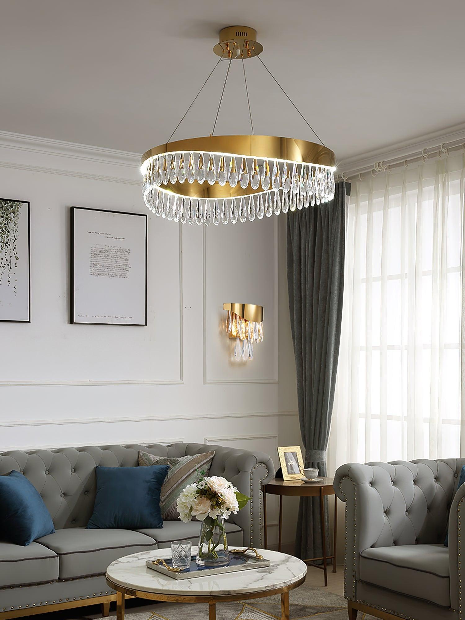 Crystal Sticks Round Chandelier-Sylvia Space