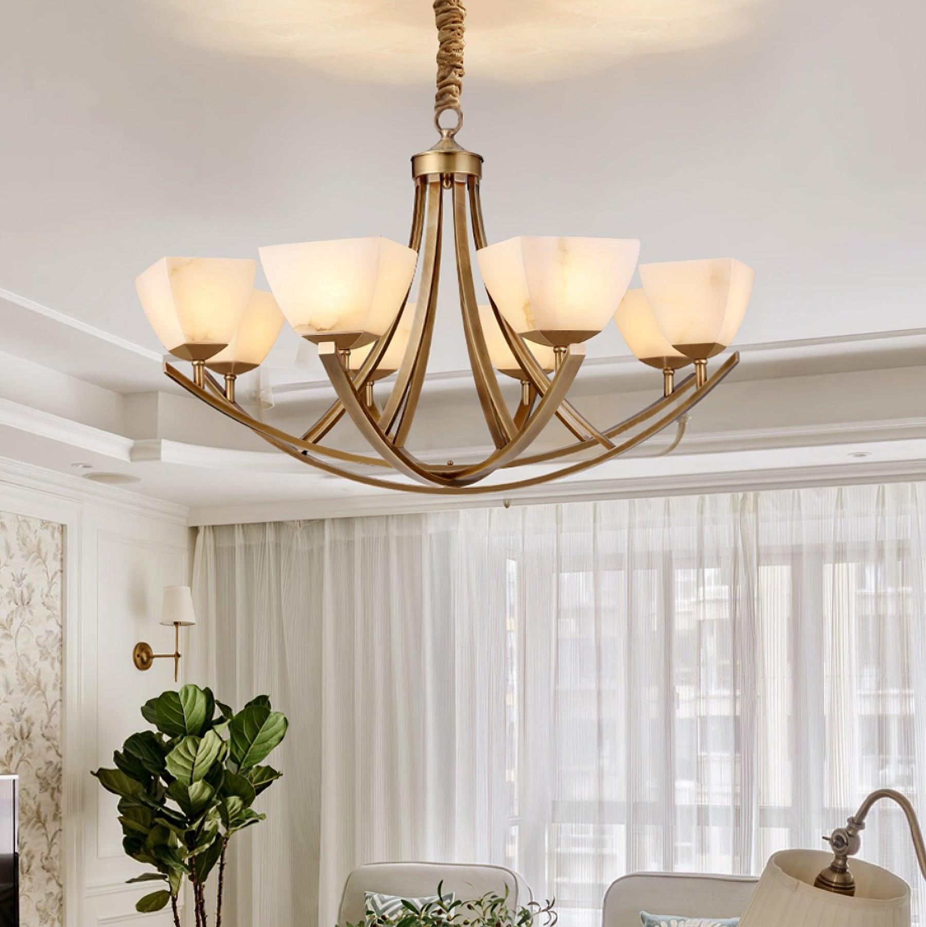 Dover Brass Chandelier with 8 heads-Sylvia Space