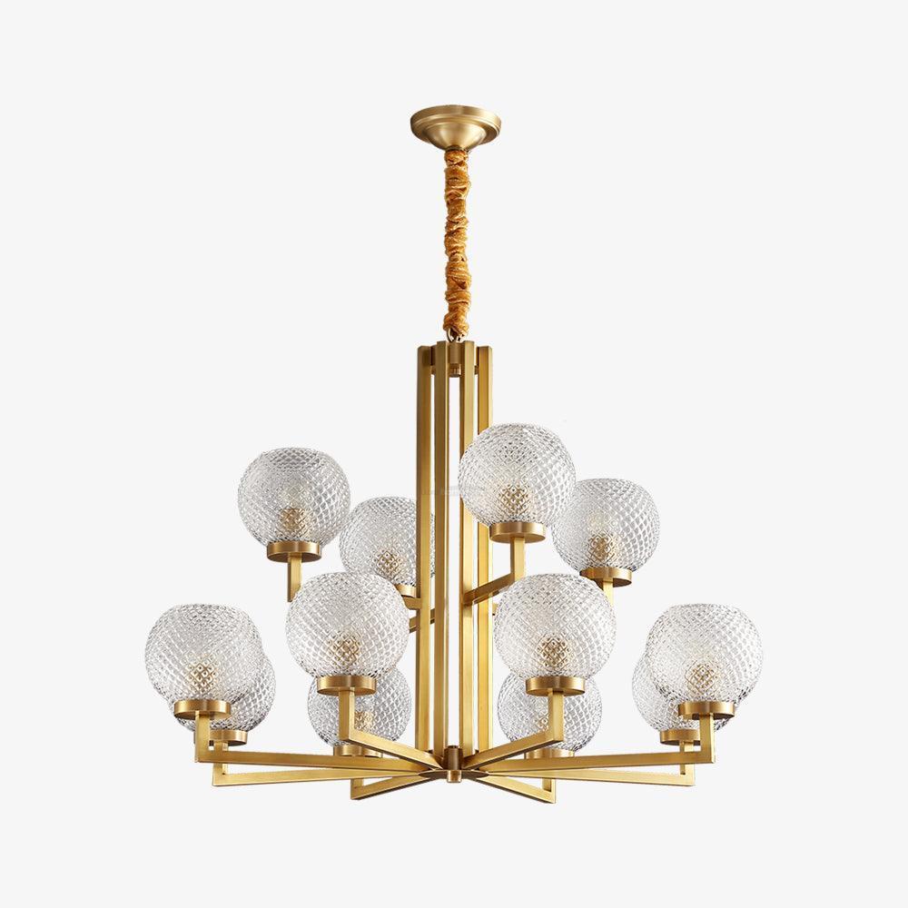 Ribbed Glass Brass Chandelier Φ 27.6″-Sylvia Space