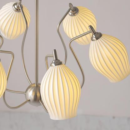Ceramic Ribbed Chandelier with 4/6/8 heads-Sylvia Space
