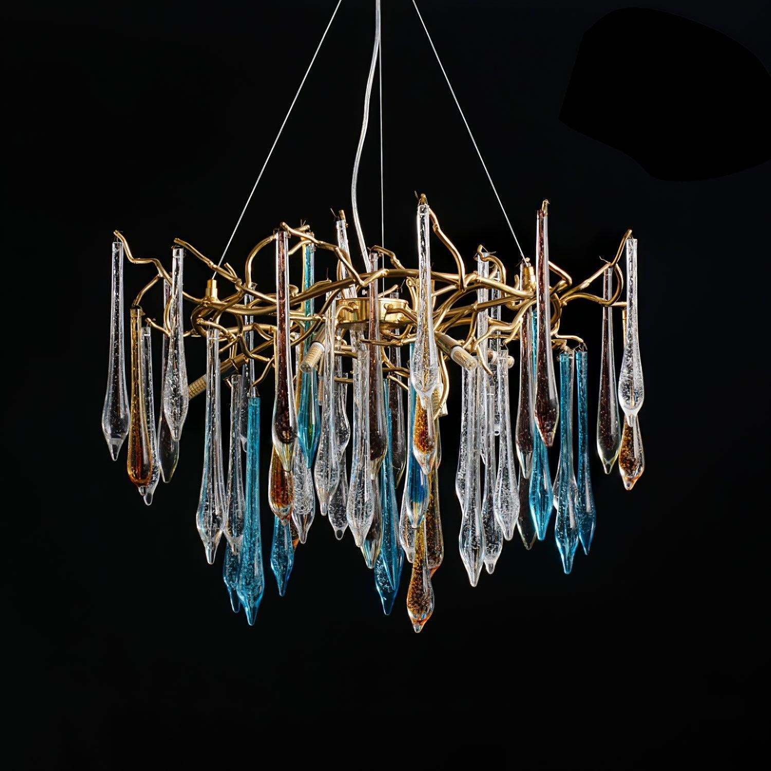 Gold Round Teardrop Style Chandelier-Sylvia Space