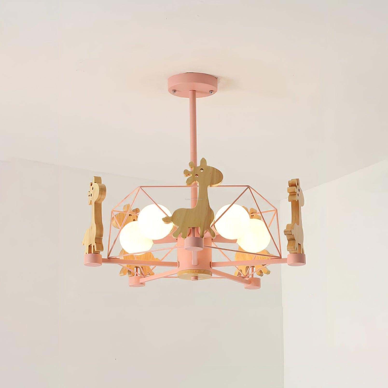 Lovely Deer Wooden Chandelier ∅ 20.8″-Sylvia Space