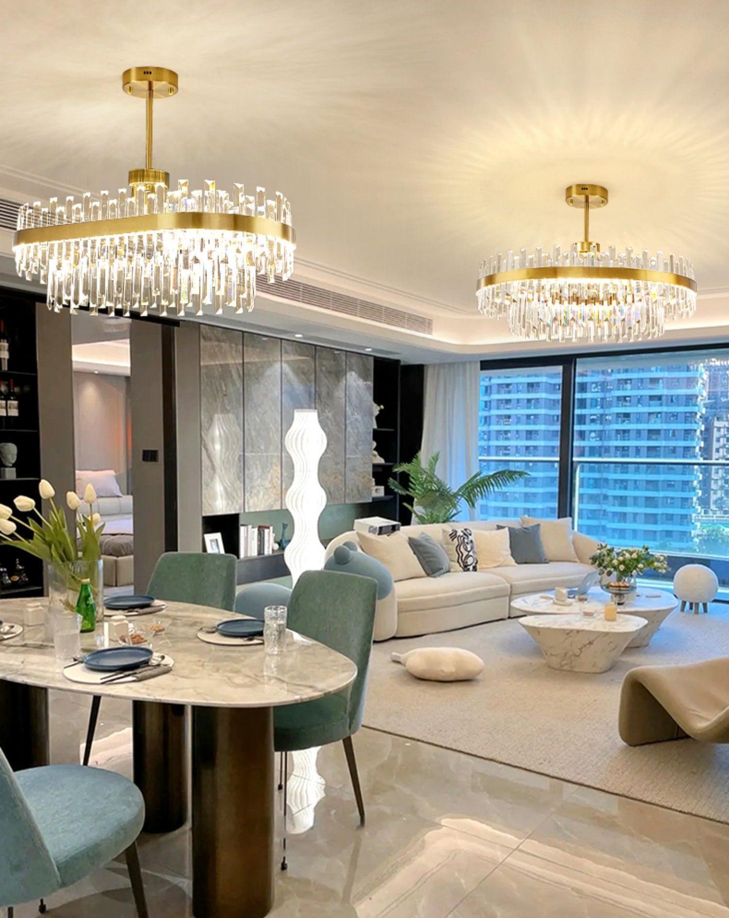 Drum Glass Chandelier  ∅ 23.6″~39.4''-Sylvia Space