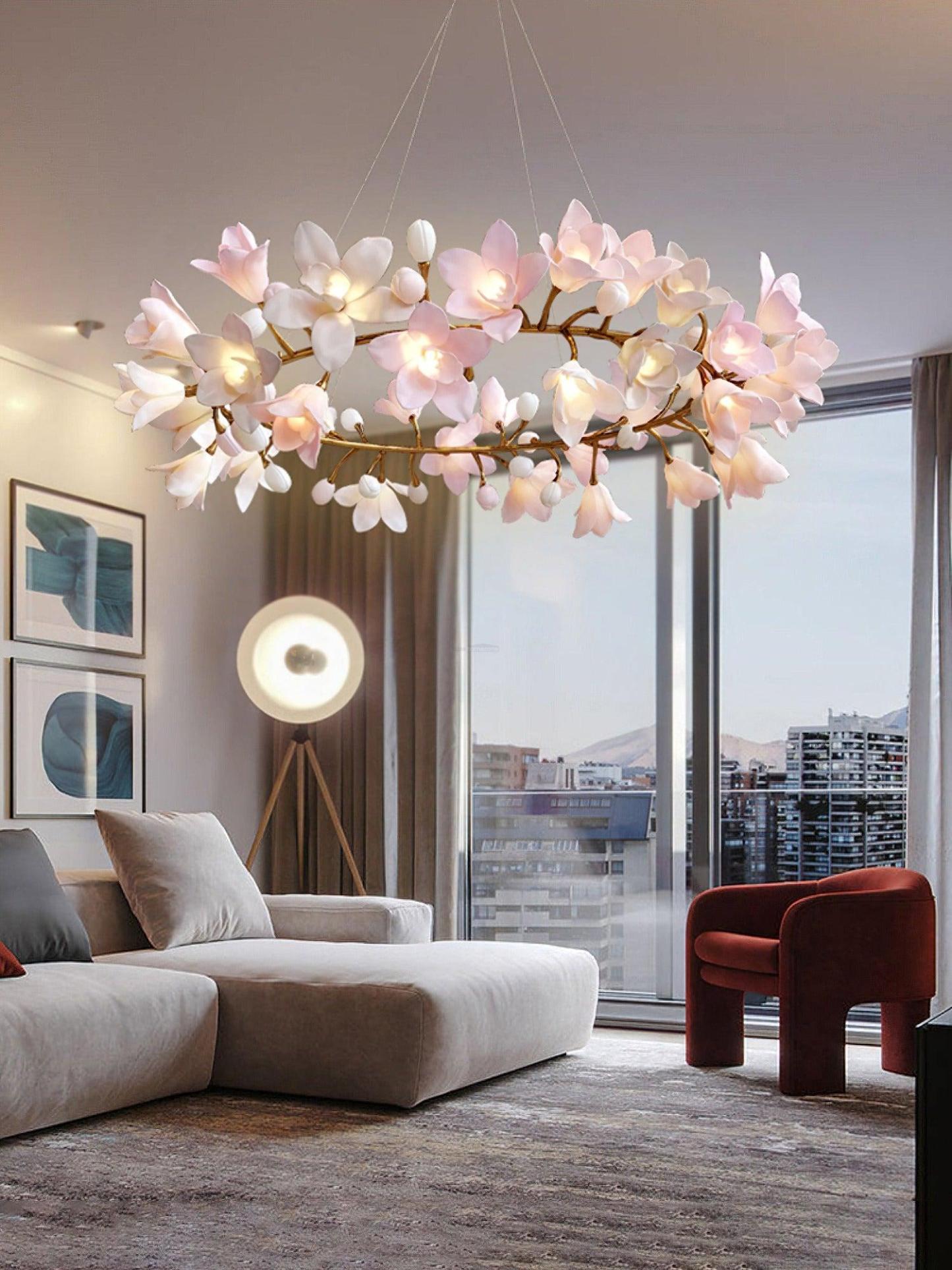 Circular Flower Blossom Chandelier-Sylvia Space