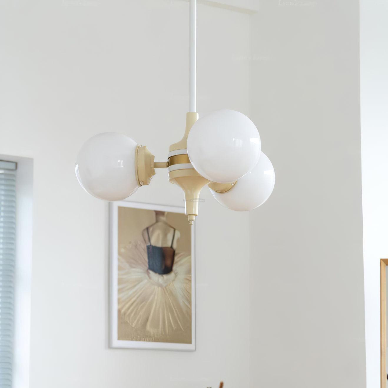 Cream Glass Ball Chandelier ∅ 19.7″-Sylvia Space