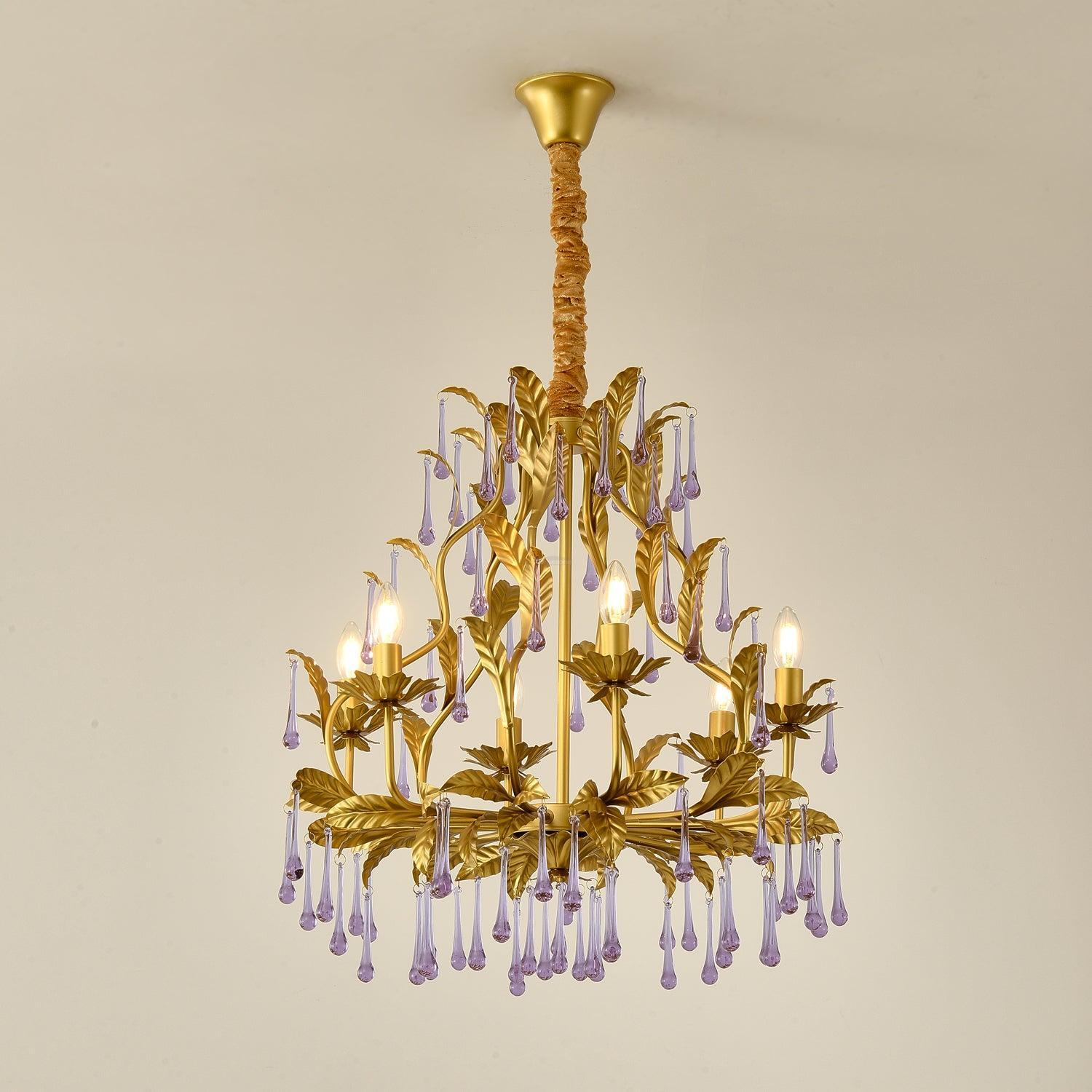 Amethyst Drops Crystal Chandelier with 6/8 heads-Sylvia Space