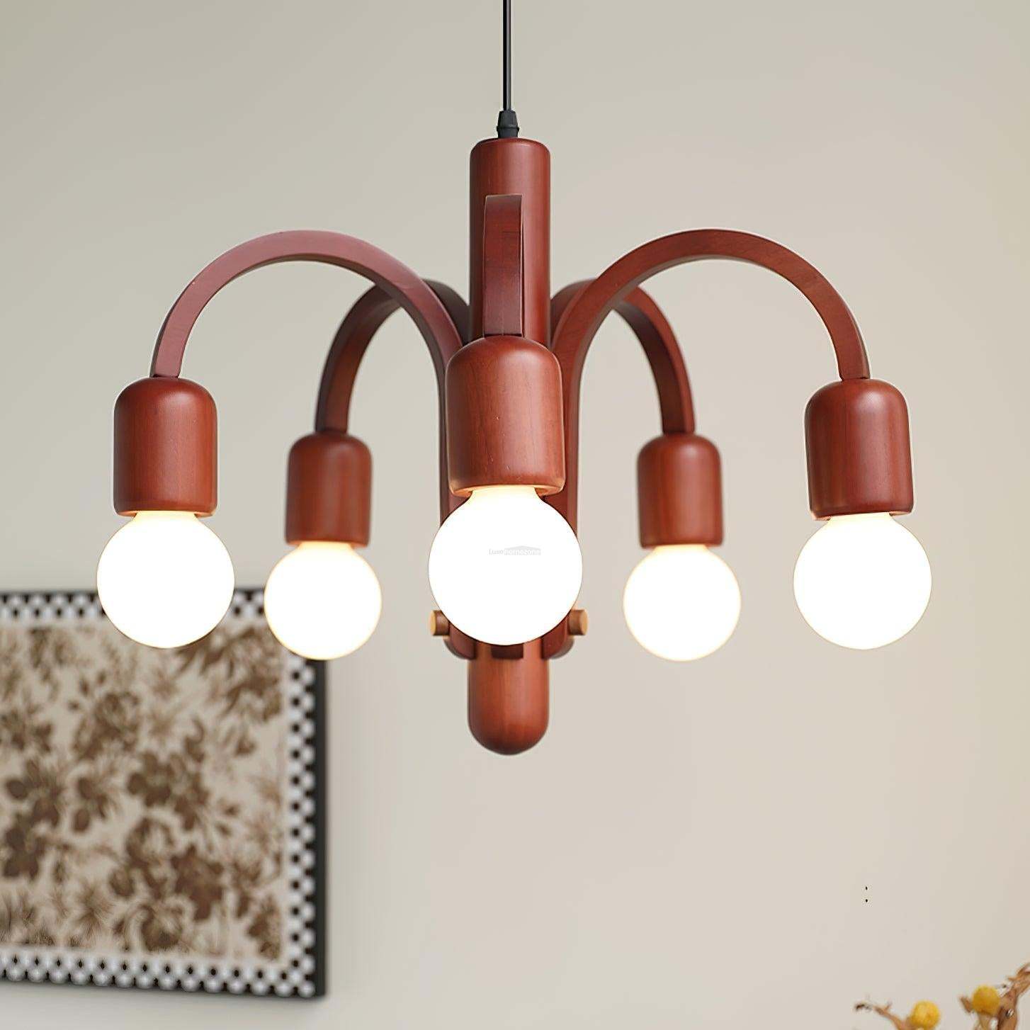 Candela Teak Chandelier Φ 19.6″-Sylvia Space