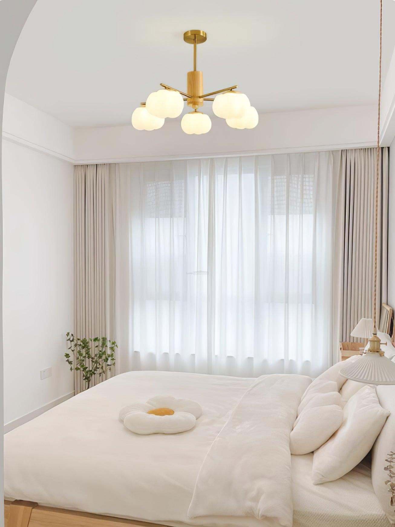 Wooden Cotton Balls Chandelier with 5/8 lamps-Sylvia Space