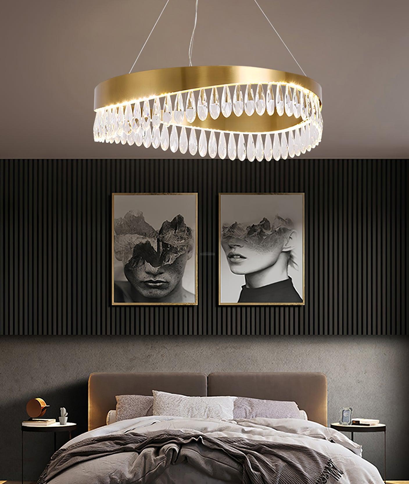 Crystal Sticks Round Chandelier-Sylvia Space