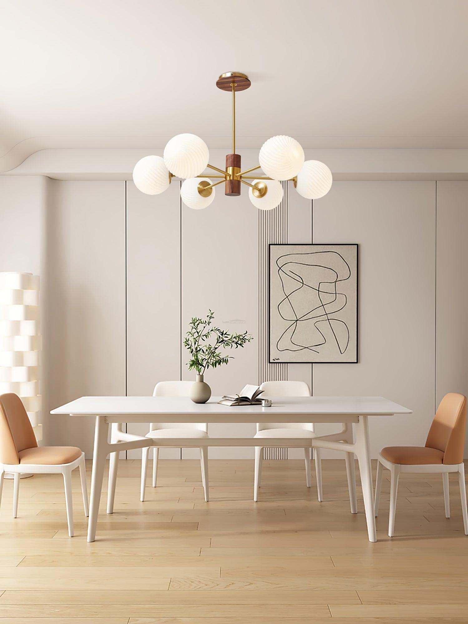 Ribbed Babble Glass Chandelier with 6/9 heads-Sylvia Space