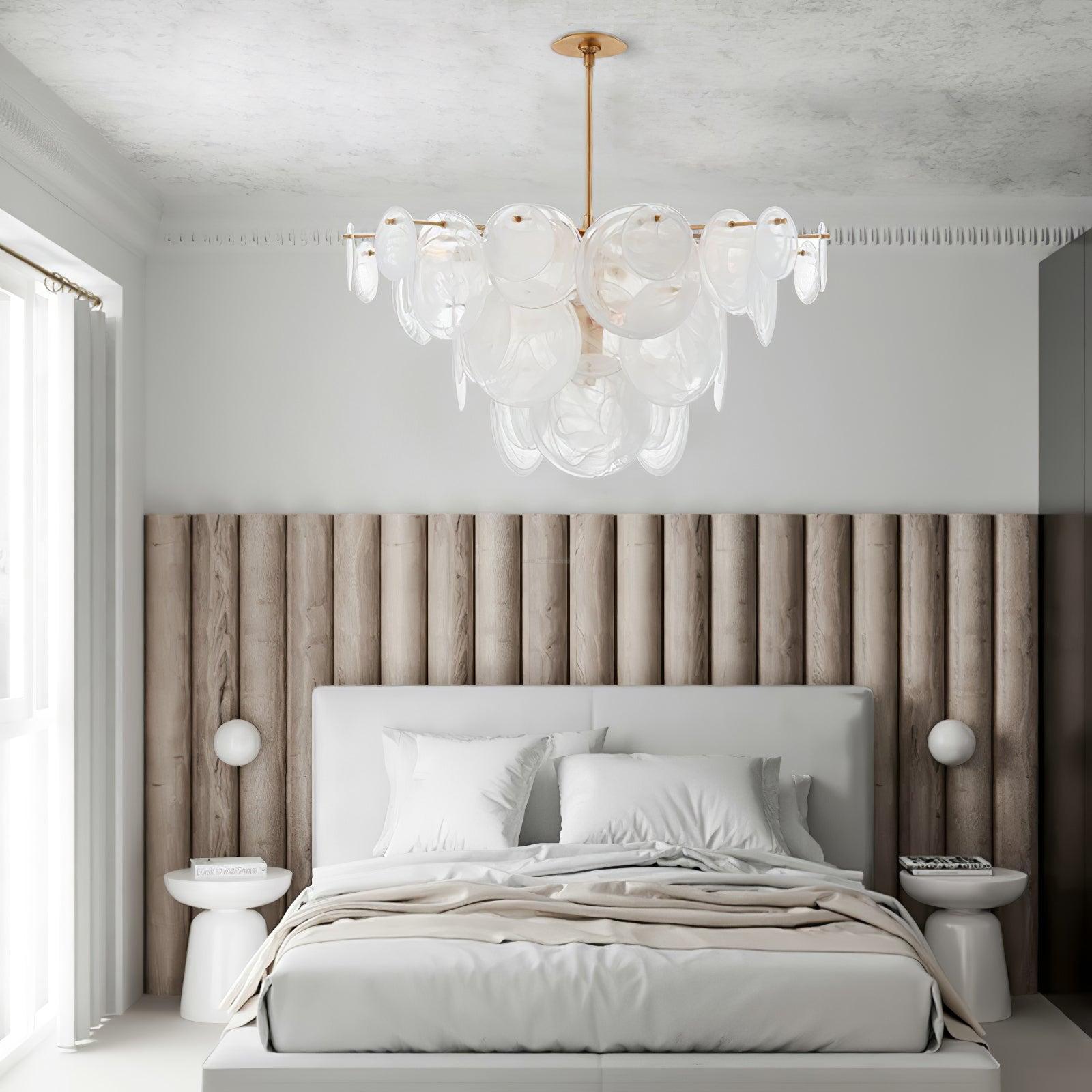 Brass Discs Cascading Round Chandelier-Sylvia Space