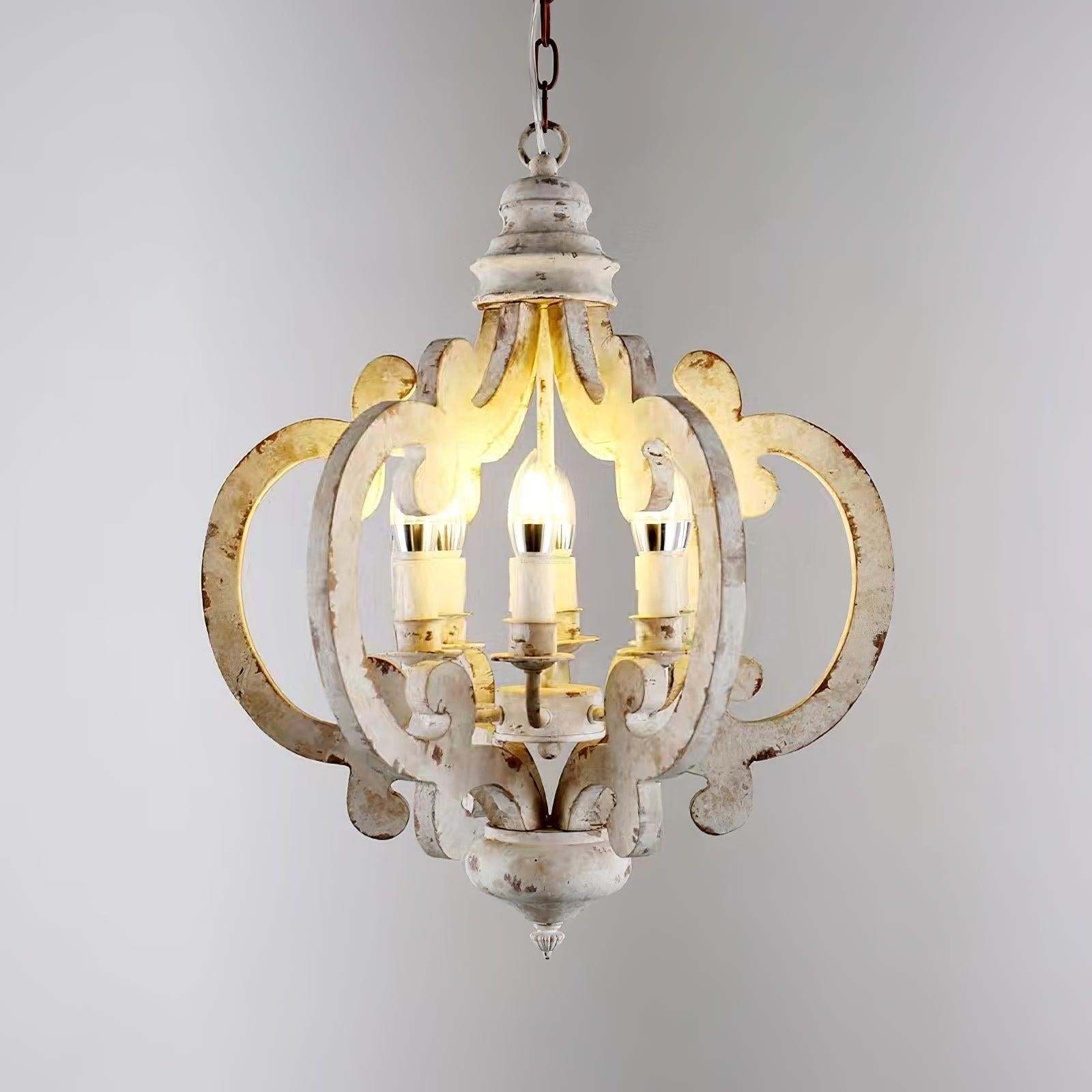 Antique White Style Chandelier Φ 19.7″-Sylvia Space