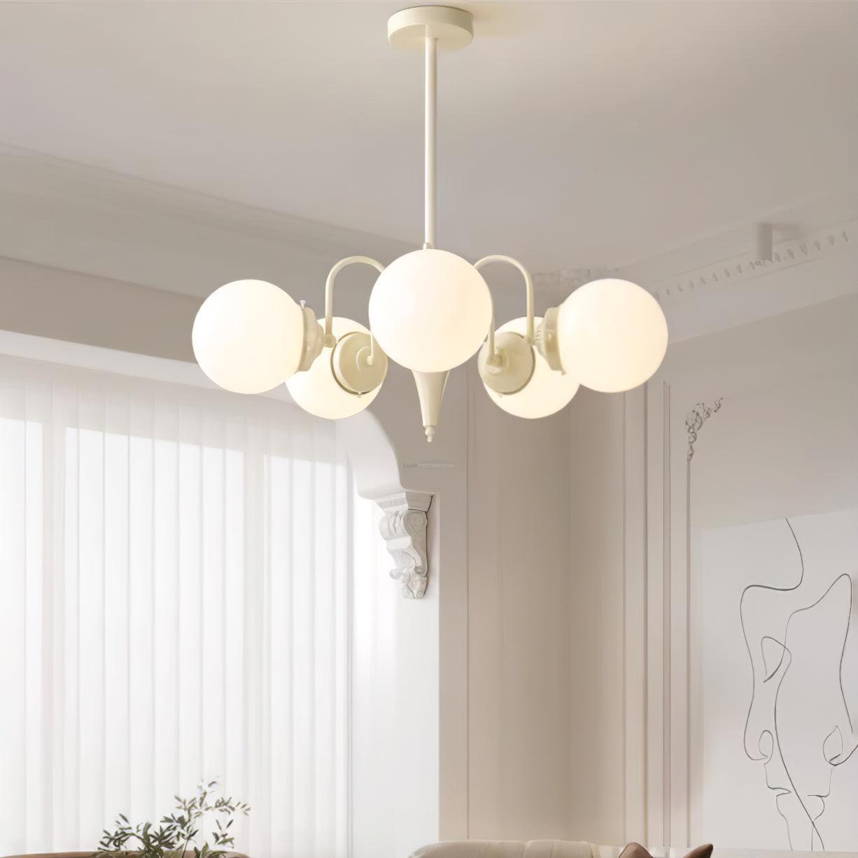 Cream Glass Ball Chandelier ∅ 19.7″-Sylvia Space