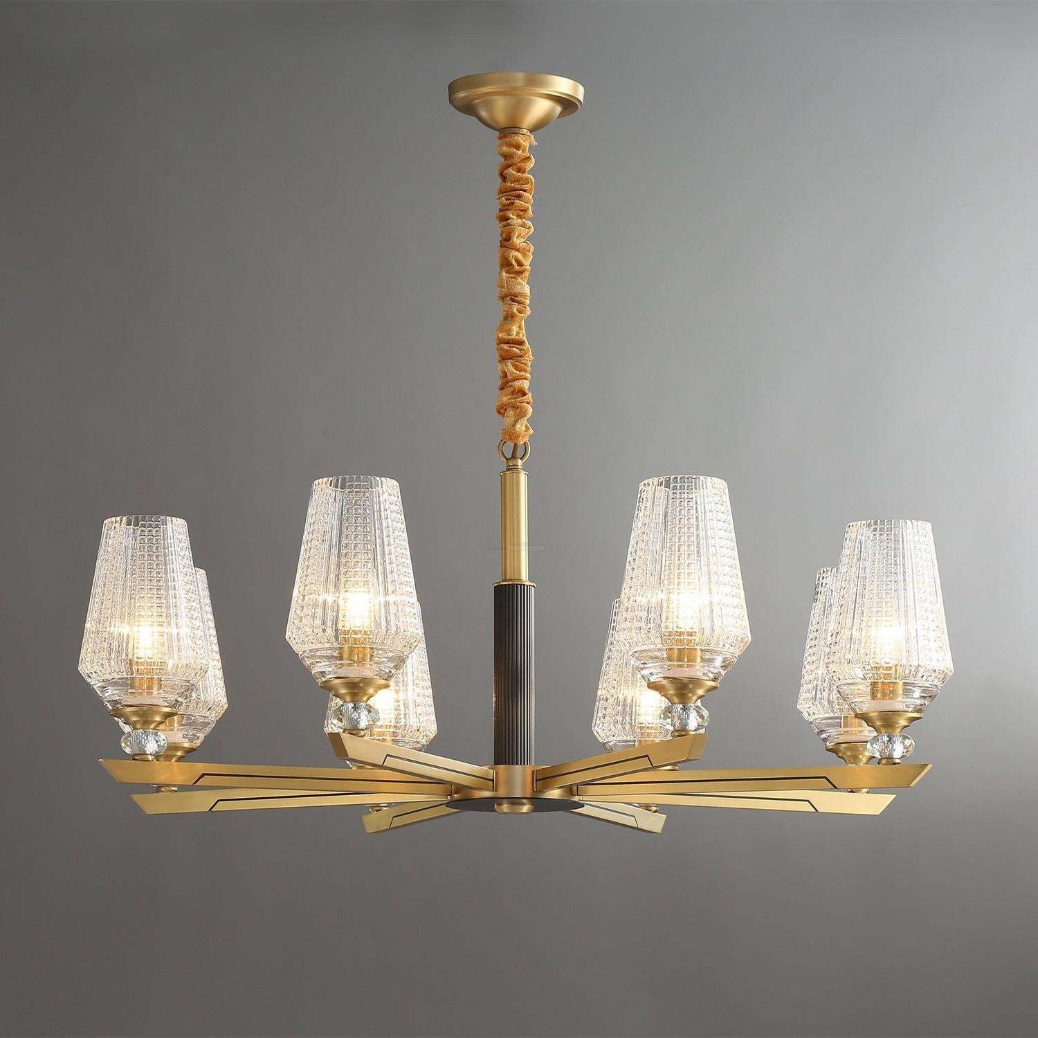 Orrefors Brass Chandelier Φ 25.2″-Sylvia Space
