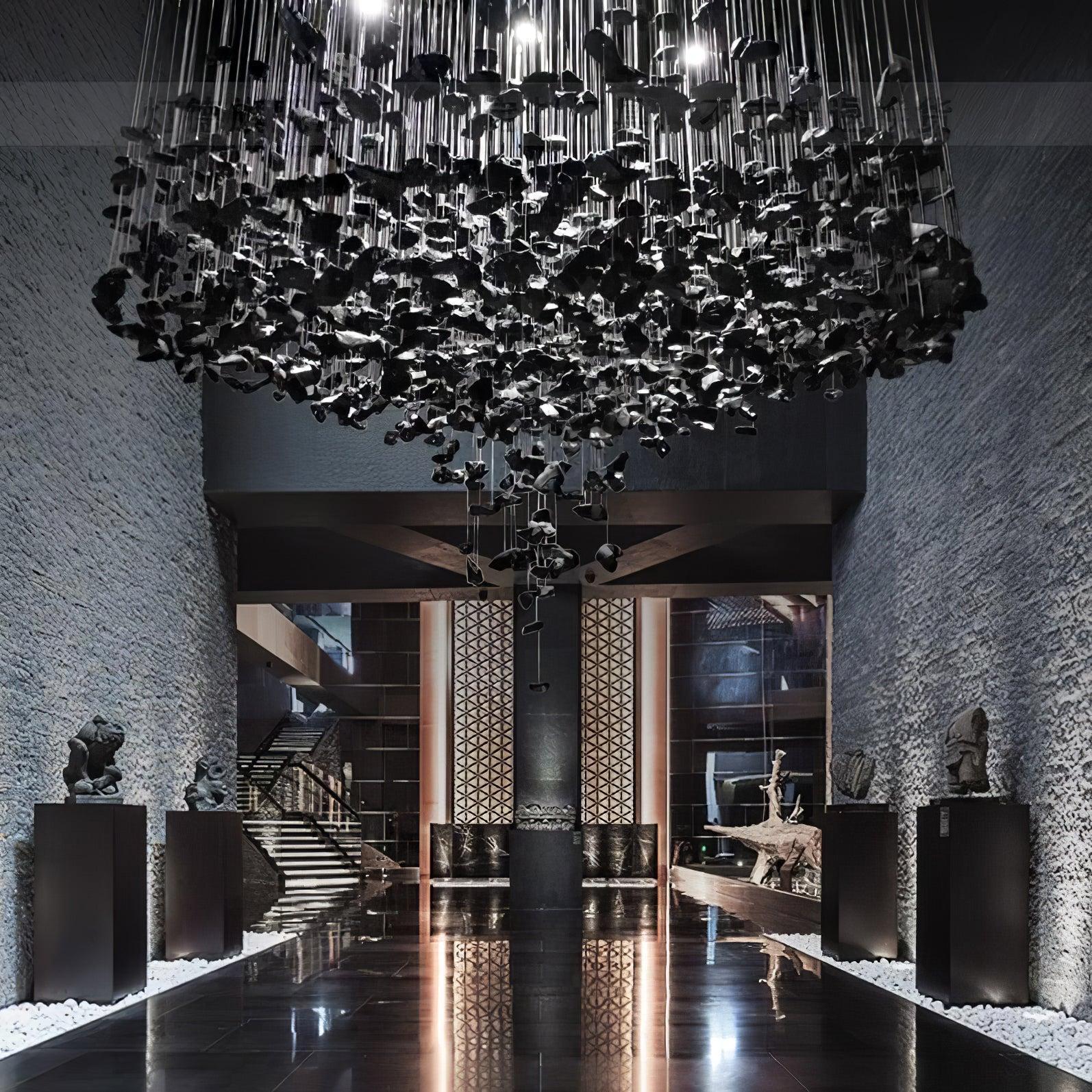 Multicolor Crystal Stone Round/Long canopy Chandelier-Sylvia Space
