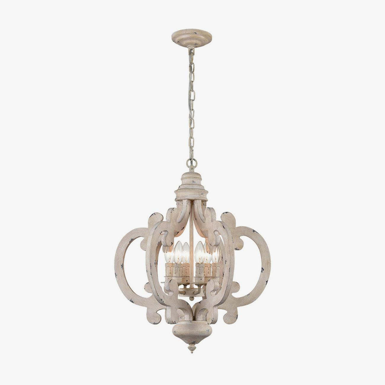 Antique White Style Chandelier Φ 19.7″-Sylvia Space