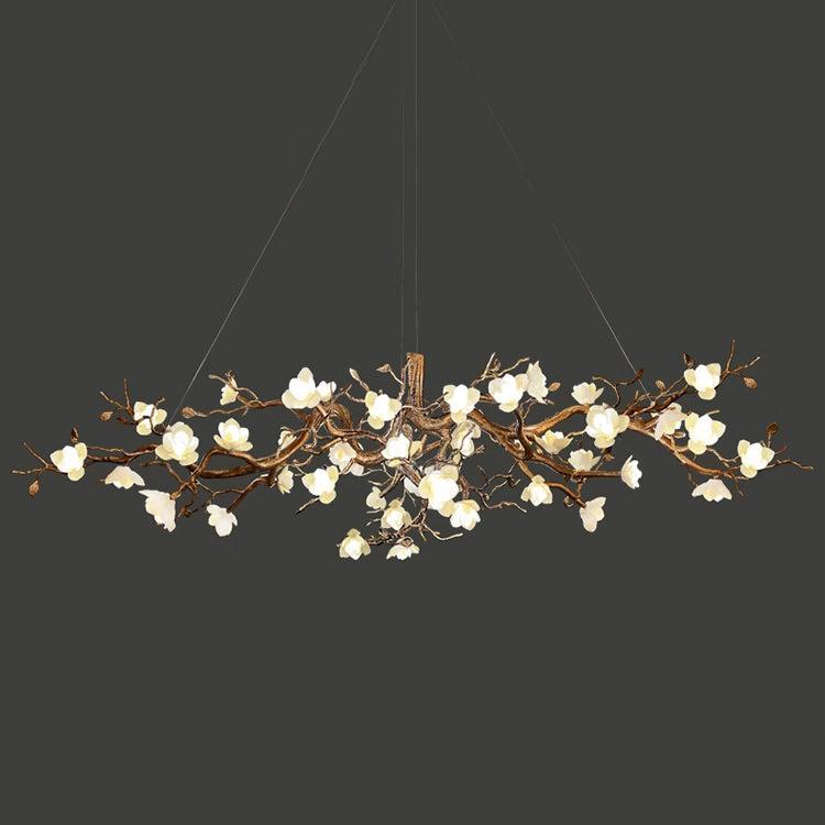 Flower Bloom Branch Type Brass Chandelier-Sylvia Space