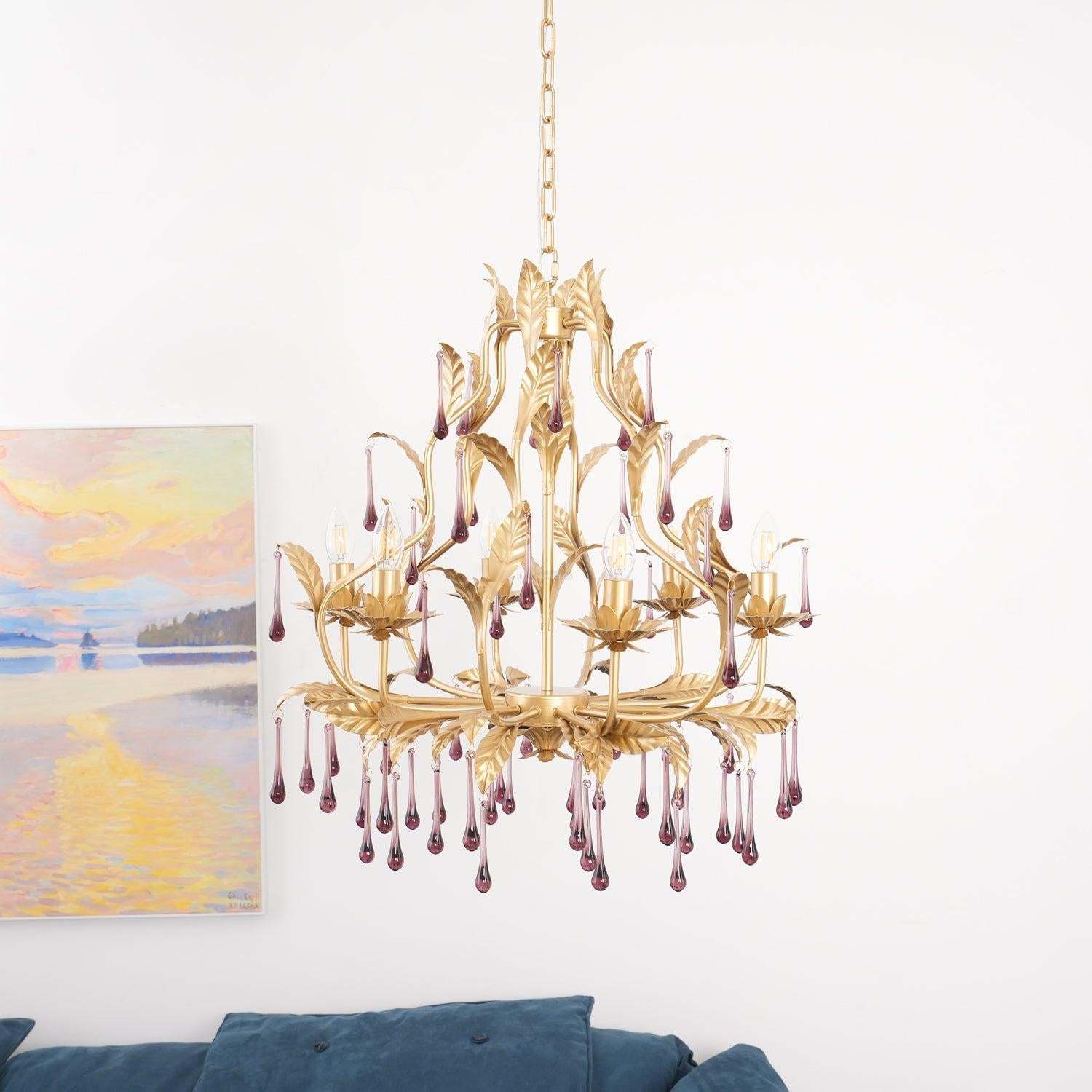Amethyst Drops Crystal Chandelier with 6/8 heads-Sylvia Space