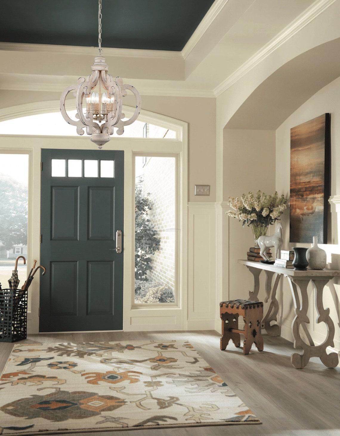 Antique White Style Chandelier Φ 19.7″-Sylvia Space