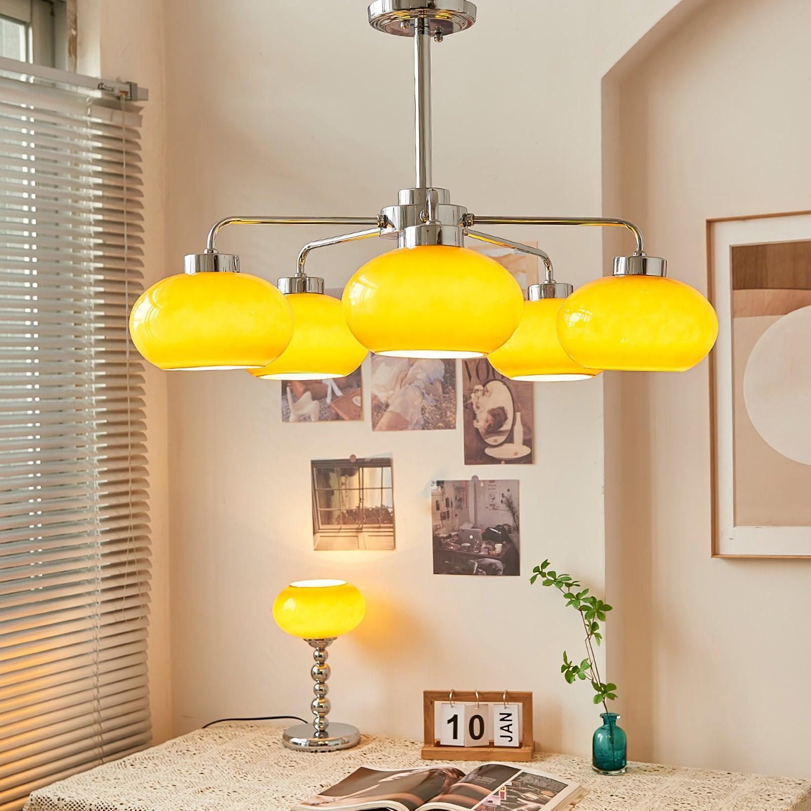 Oval Persimmon Chandelier ∅ 21.7″-Sylvia Space