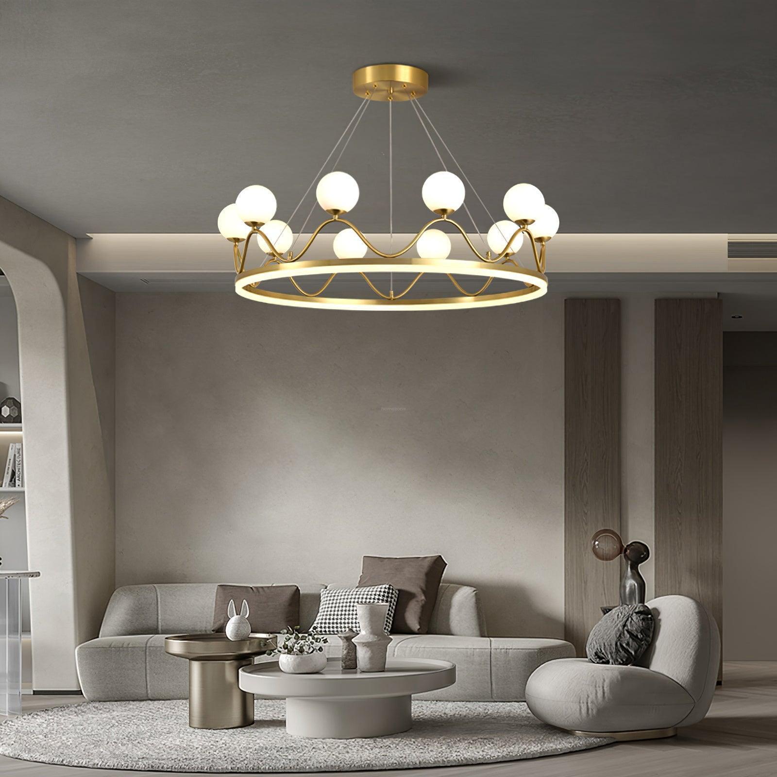 Crown Brass Round Chandelier-Sylvia Space