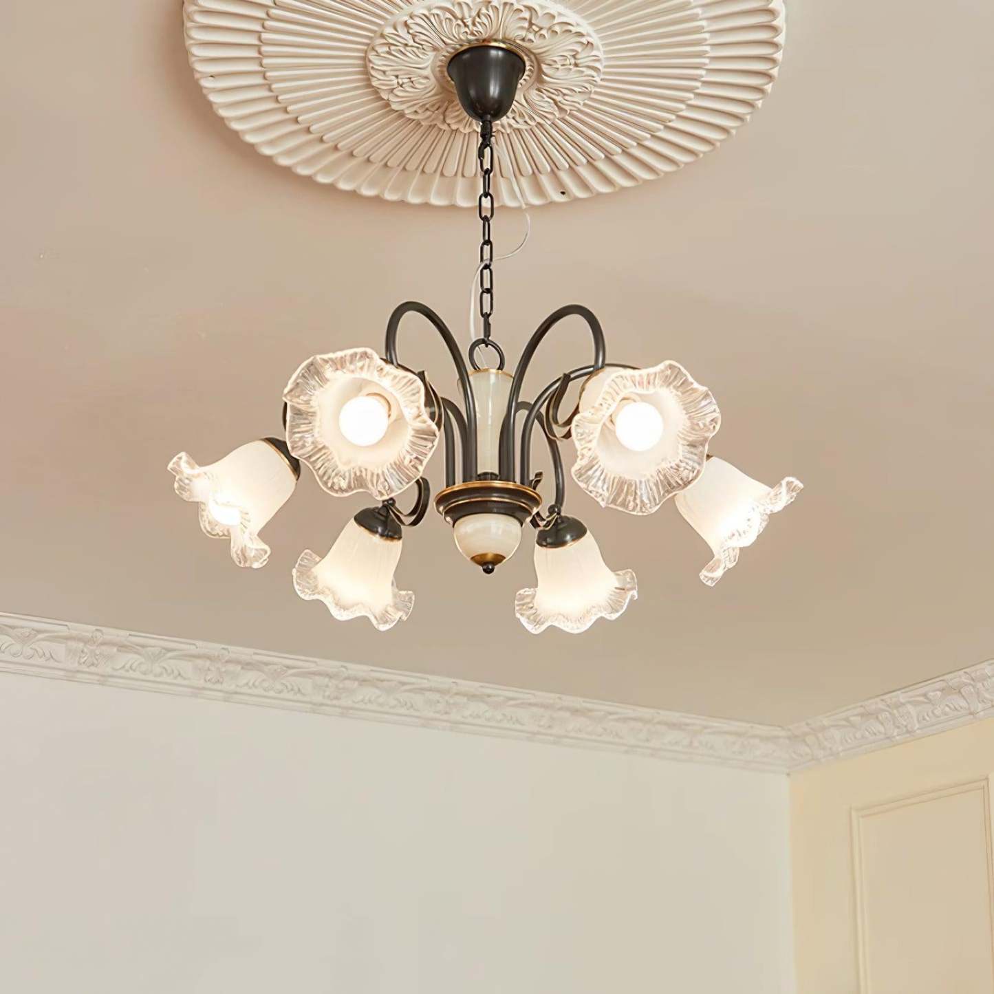 Luce Black Chandelier with 3/6/8 heads-Sylvia Space