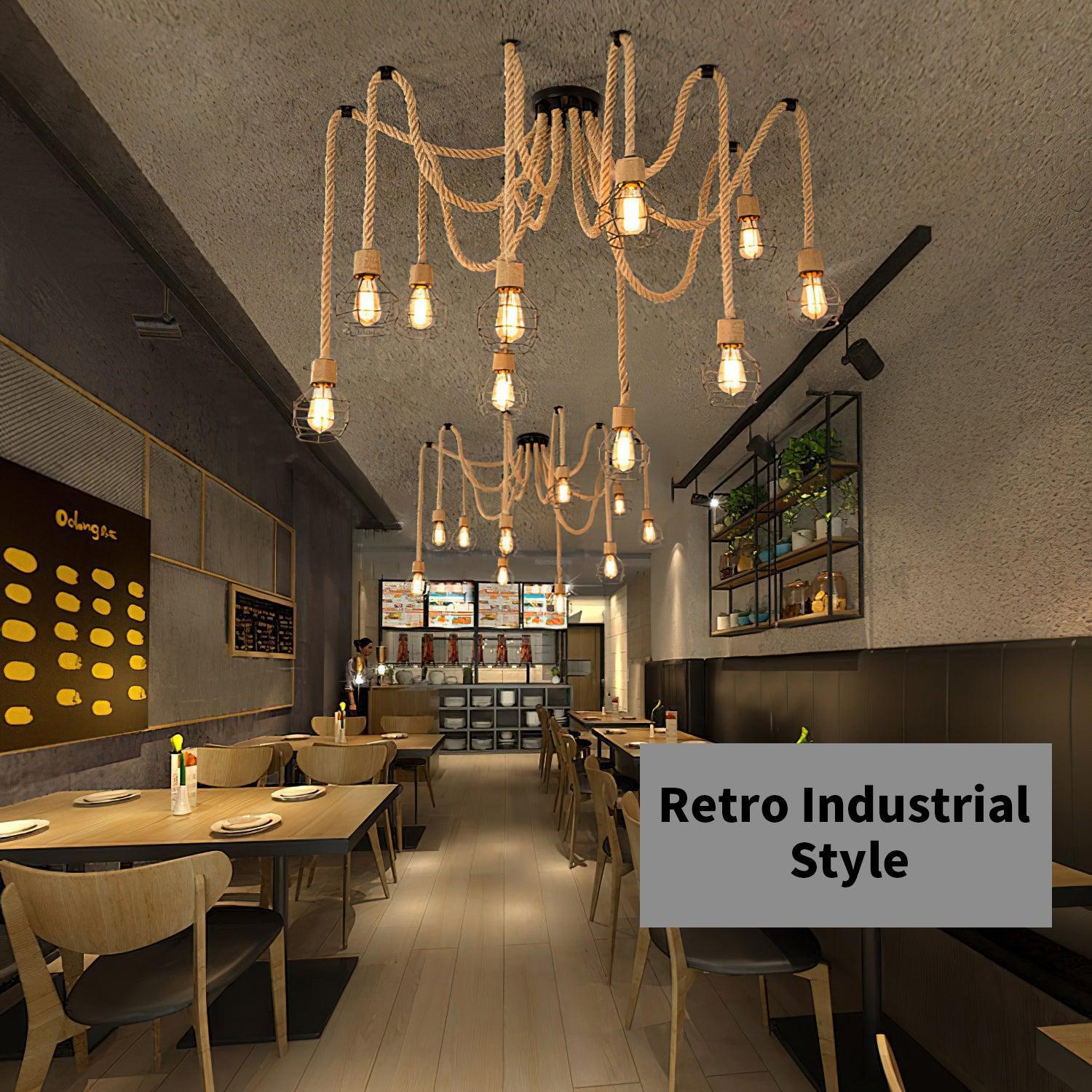 Hemp Rope Scattered Flower Chandelier ∅ 59.1″-Sylvia Space