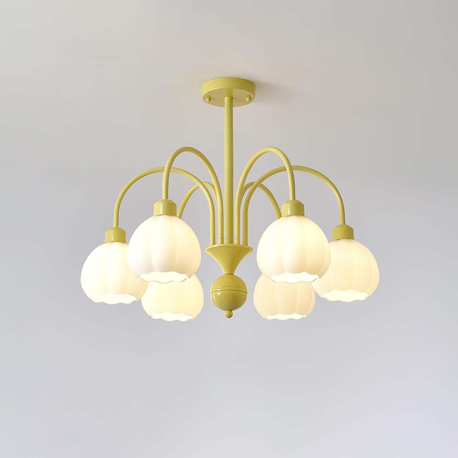 Cream Pumpkin Ball Chandelier with 4/5/6/8 heads-Sylvia Space