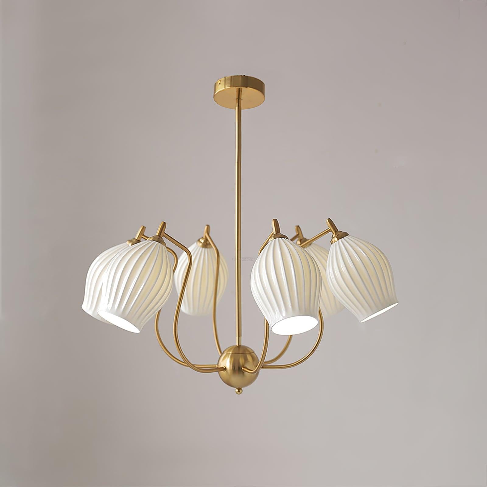 Ceramic Ribbed Chandelier with 4/6/8 heads-Sylvia Space