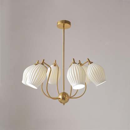 Ceramic Ribbed Chandelier with 4/6/8 heads-Sylvia Space
