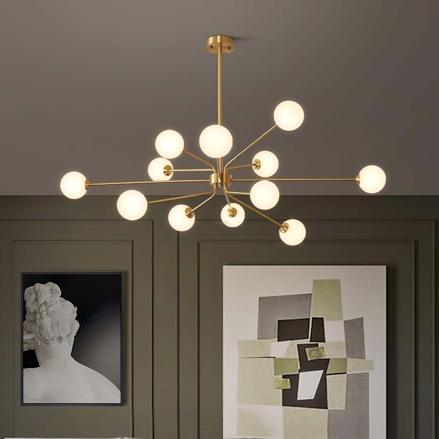Solaire Arm Chandelier with 6/9/12 heads-Sylvia Space