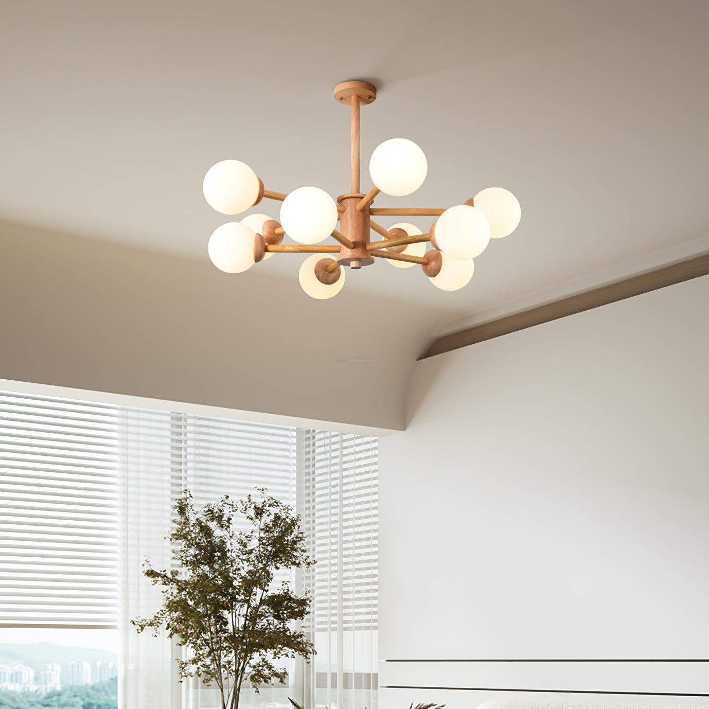 Kozan Wooden Chandelier with 6/8/10/12 heads-Sylvia Space
