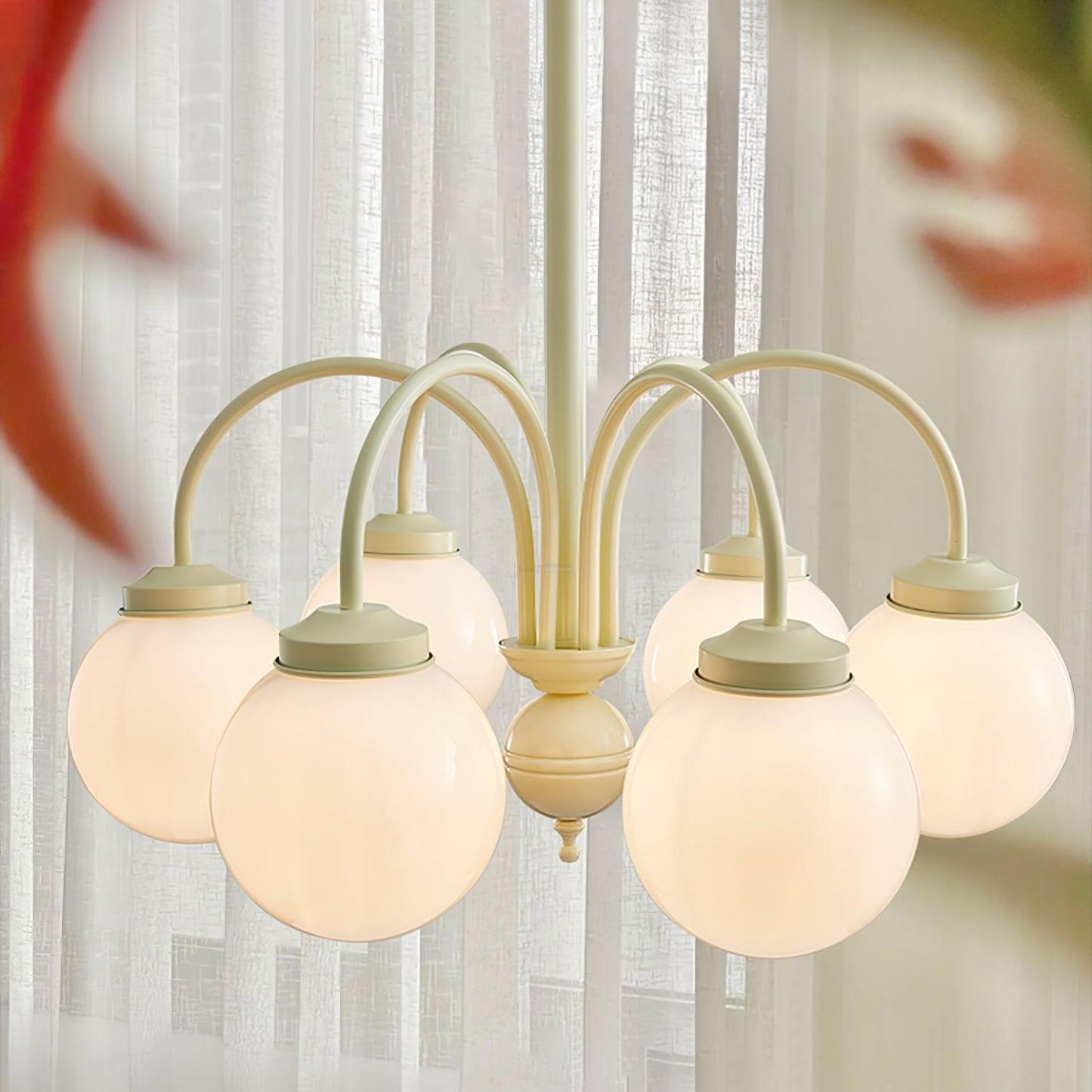 Cream Glass Sphere Chandelier with 4/5/6 heads-Sylvia Space