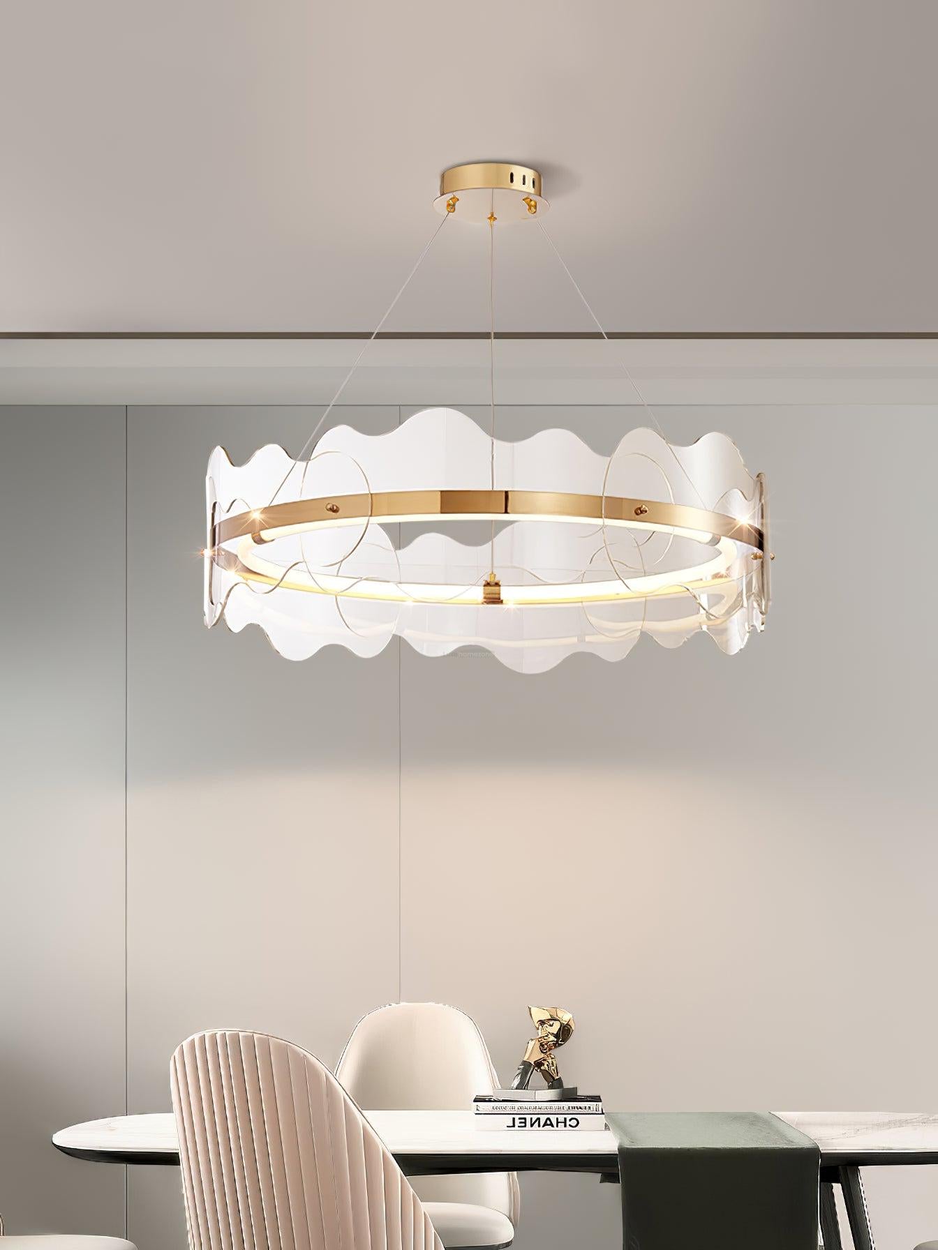 Acrylic Wave Round Chandelier-Sylvia Space