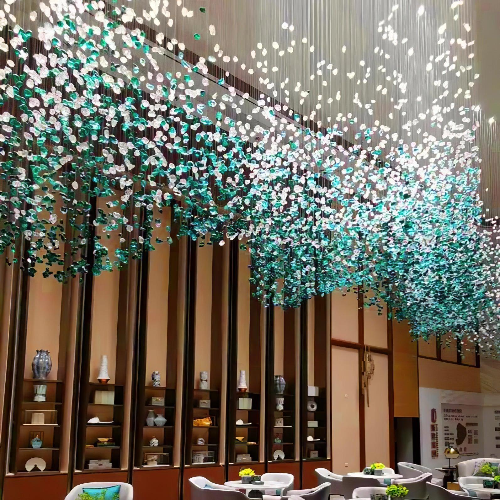 Multicolor Crystal Stone Round/Long canopy Chandelier-Sylvia Space