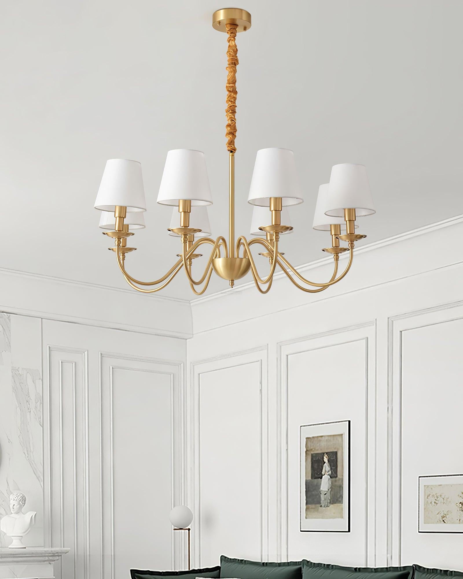 Tapered Fabric Brass Chandelier with 3/5/8 heads-Sylvia Space