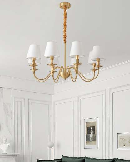 Tapered Fabric Brass Chandelier with 3/5/8 heads-Sylvia Space