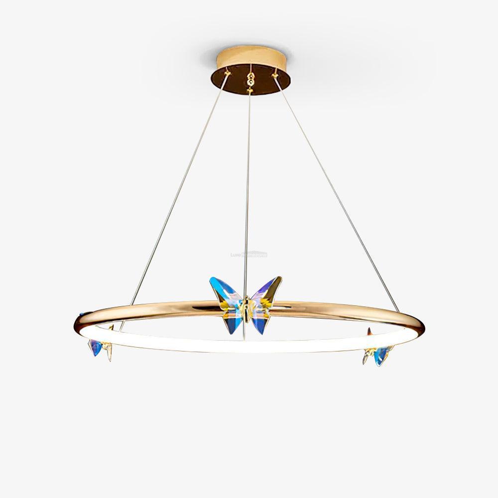 Blue Butterfly Round Chandelier-Sylvia Space