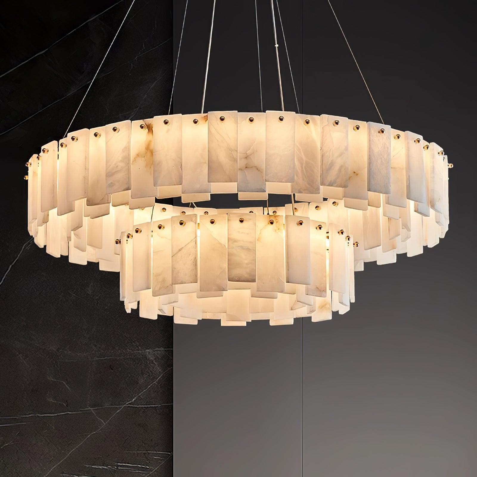 Celestial Alabaster Round/Square Chandelier-Sylvia Space