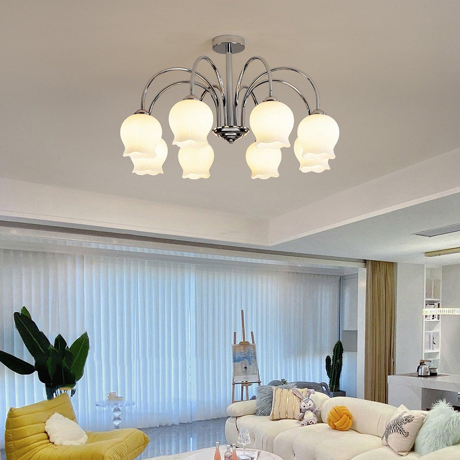 Floral Glass Chandelier with 5/6/8 heads-Sylvia Space