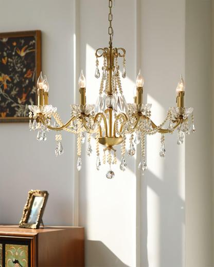 Crystal Pearl Candle Chandelier-Sylvia Space
