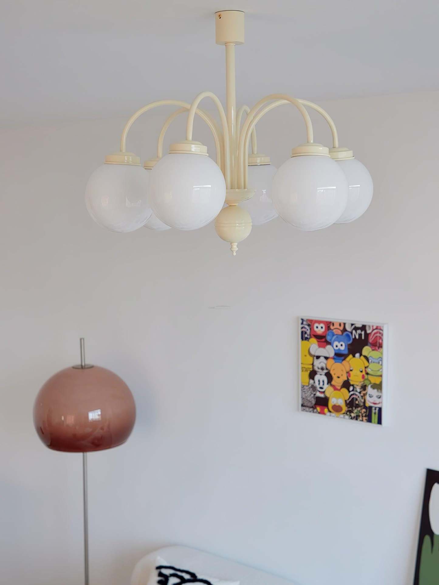 Cream Glass Sphere Chandelier with 4/5/6 heads-Sylvia Space