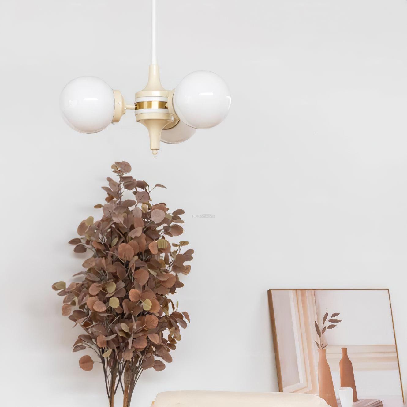 Cream Glass Ball Chandelier ∅ 19.7″-Sylvia Space