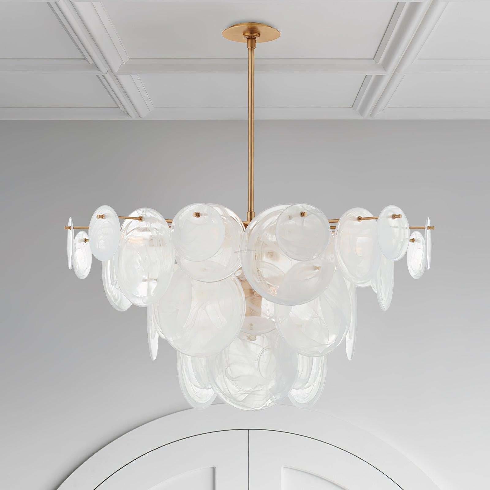 Brass Discs Cascading Round Chandelier-Sylvia Space