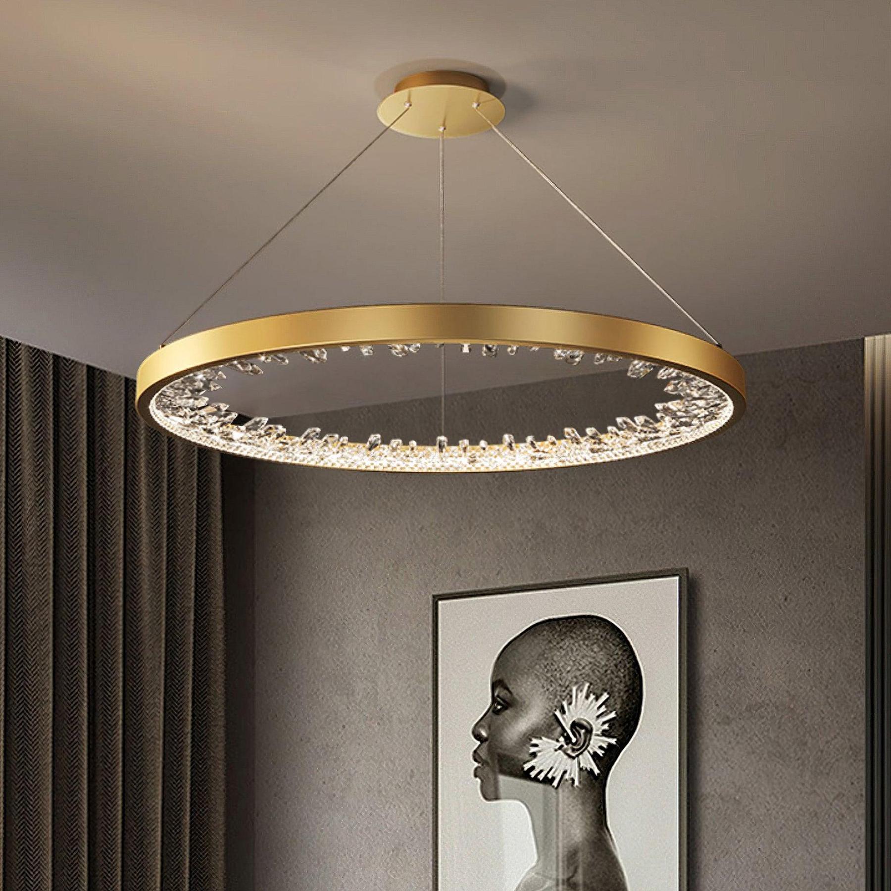 Luxury Circle Crystal Chandelier ∅ 15.7″-Sylvia Space