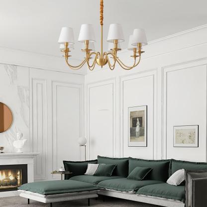 Tapered Fabric Brass Chandelier with 3/5/8 heads-Sylvia Space